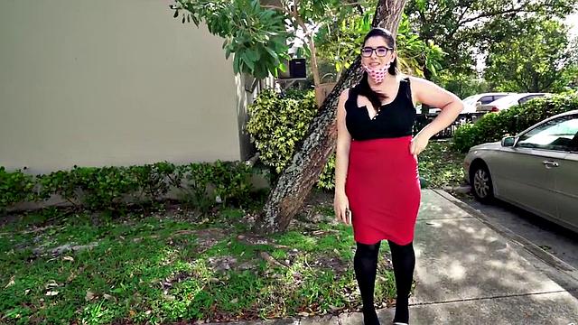 Curvy babe picked up and pounded in public car sex frenzy with oil and tit play