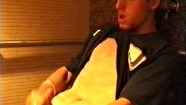 At first we watch shirtless Adam do some skateboarding tricks. Then, when he gets really horny, the young man skates off to a public restroom where he jerks off in one of the big stalls.