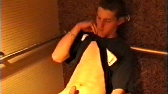 At first we watch shirtless Adam do some skateboarding tricks. Then, when he gets really horny, the young man skates off to a public restroom where he jerks off in one of the big stalls.