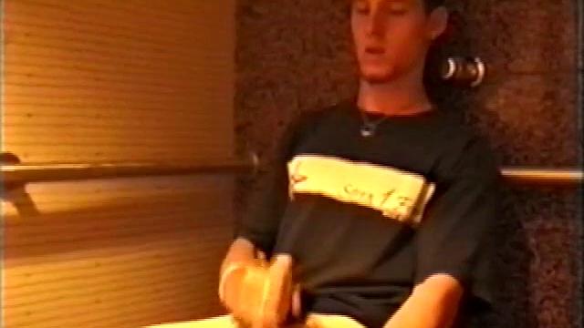 At first we watch shirtless Adam do some skateboarding tricks. Then, when he gets really horny, the young man skates off to a public restroom where he jerks off in one of the big stalls.