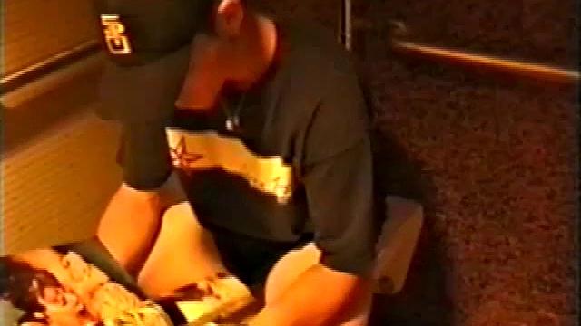 At first we watch shirtless Adam do some skateboarding tricks. Then, when he gets really horny, the young man skates off to a public restroom where he jerks off in one of the big stalls.