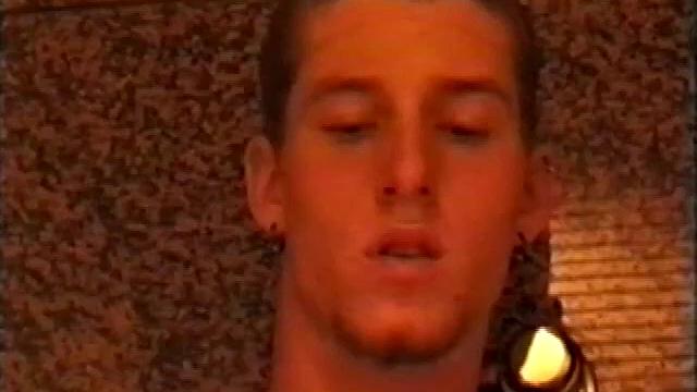 At first we watch shirtless Adam do some skateboarding tricks. Then, when he gets really horny, the young man skates off to a public restroom where he jerks off in one of the big stalls.