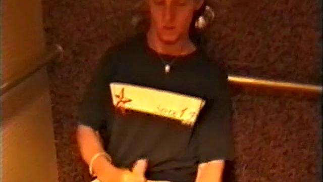 At first we watch shirtless Adam do some skateboarding tricks. Then, when he gets really horny, the young man skates off to a public restroom where he jerks off in one of the big stalls.