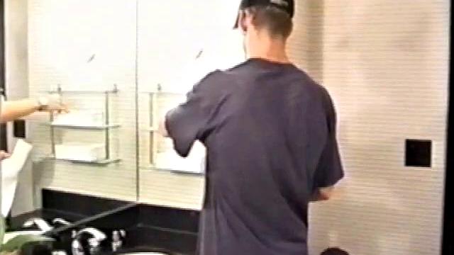 At first we watch shirtless Adam do some skateboarding tricks. Then, when he gets really horny, the young man skates off to a public restroom where he jerks off in one of the big stalls.