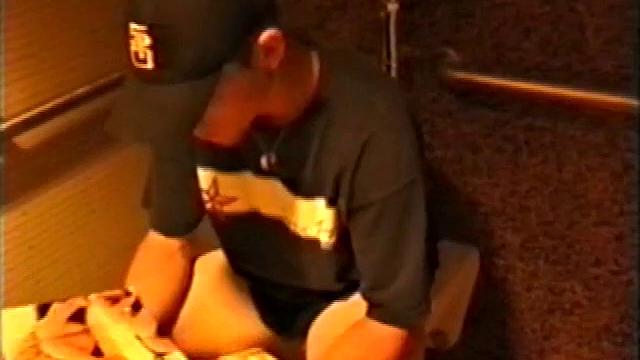 At first we watch shirtless Adam do some skateboarding tricks. Then, when he gets really horny, the young man skates off to a public restroom where he jerks off in one of the big stalls.