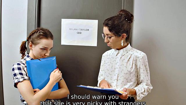 VIP4K. Sexy boss knows how to satisfy her assistant and office worker