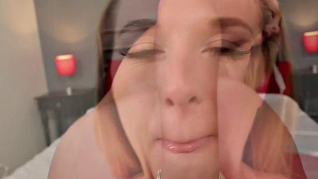 A blonde bombshell suck POV dick and titjob before getting doggystyled