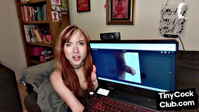 Tattooed hot babe reacting to small cocks