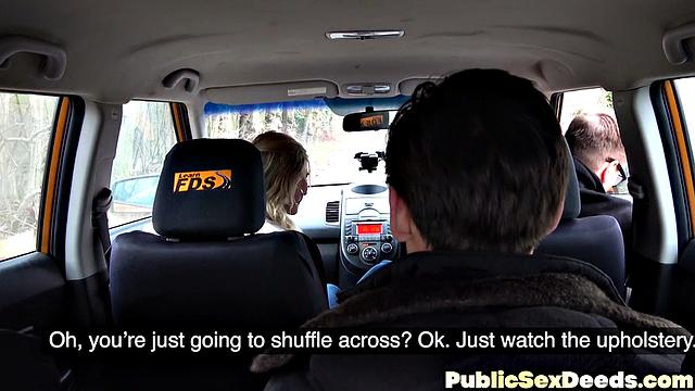 Blonde driving learner got smashed