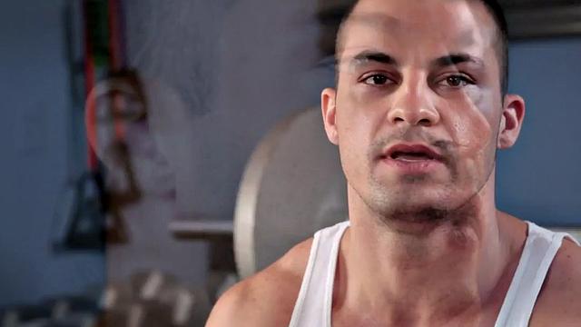 Shaved amateur plays with his shaft outdoors