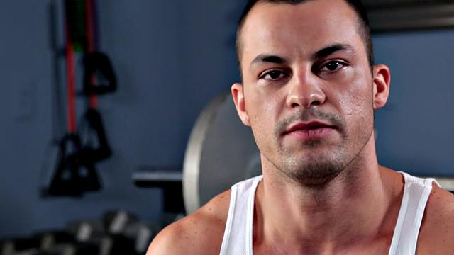 Shaved amateur plays with his shaft outdoors