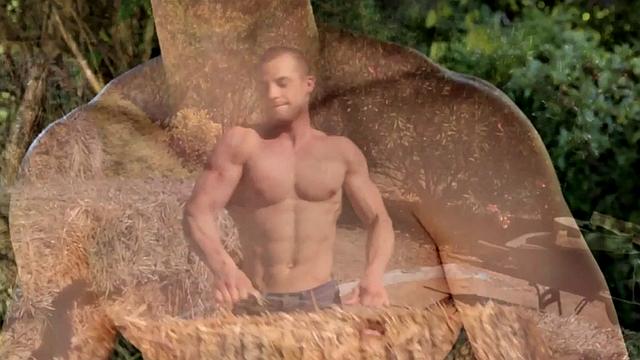 Shaved amateur plays with his shaft outdoors