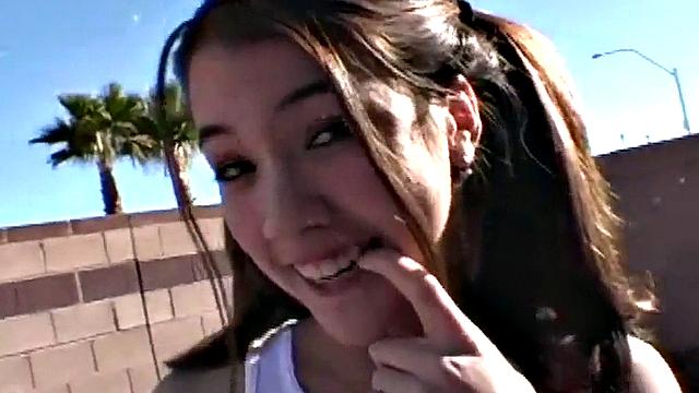 Busty teen tease stripping and fondling