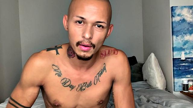 Parked on his bed, Joseph slowly starts stripping out of his clothes. Down to his boxers, he pulls out his huge cock and balls, and begins working up a stiff one. Once hard, the young Latino gets completely naked and starts beating off.