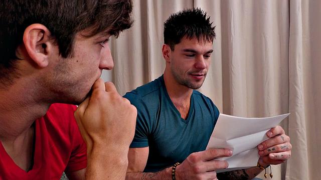 Athletic stud with hairy chest fucks BF and cums on him