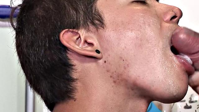 Anal licking Latin twink barebacks ass from behind