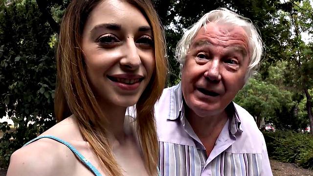 HUNT4K. Old man takes cash and watches how a strager fucks his sexy GF