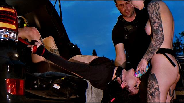 Lezdom babe Lydia Black gets anal domination by a pond from Charlotte Sartre