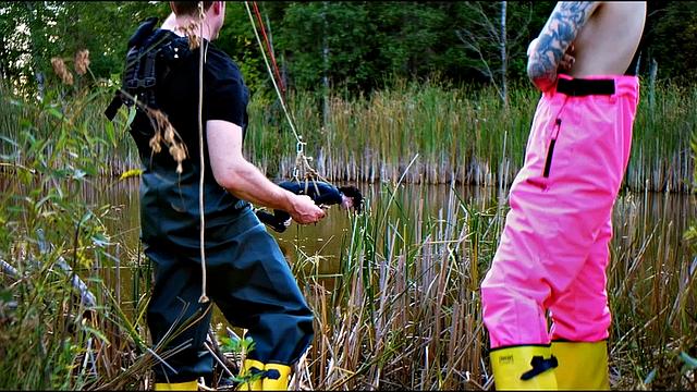 Lezdom babe Lydia Black gets anal domination by a pond from Charlotte Sartre