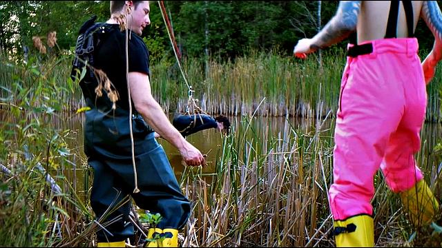 Lezdom babe Lydia Black gets anal domination by a pond from Charlotte Sartre