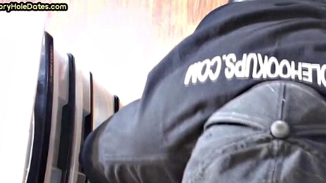 Gloryhole DILF sucks cock in homemade closeup BJ