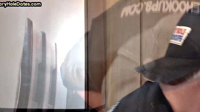 Gloryhole DILF sucks cock in homemade closeup BJ