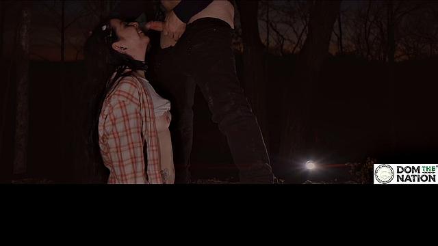 Watch Lily Thot take a rough pounding while being dominated in the woods