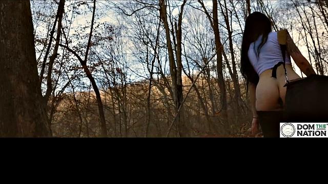 Watch Lily Thot take a rough pounding while being dominated in the woods