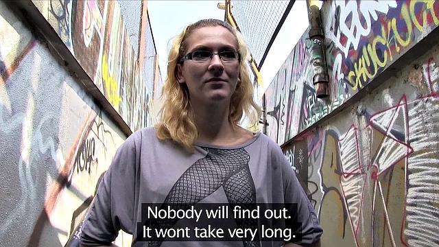 Stranger Offers Nerdy Blonde A Modeling Job If She Fucks Outdoors