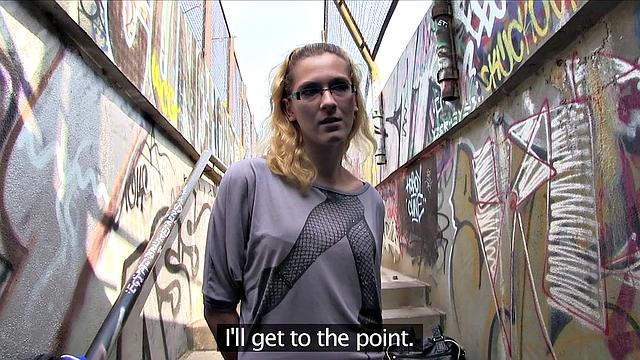 Stranger Offers Nerdy Blonde A Modeling Job If She Fucks Outdoors