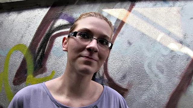 Stranger Offers Nerdy Blonde A Modeling Job If She Fucks Outdoors