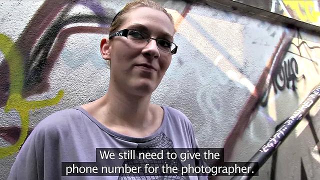 Stranger Offers Nerdy Blonde A Modeling Job If She Fucks Outdoors