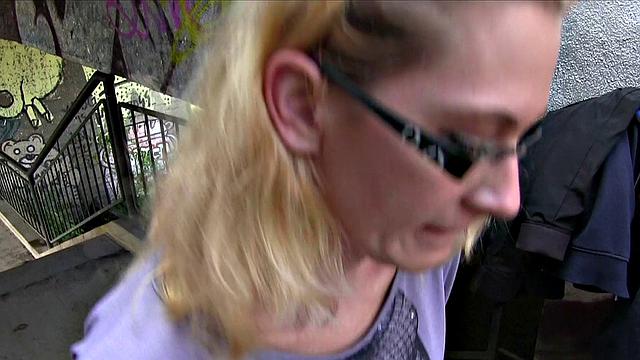 Stranger Offers Nerdy Blonde A Modeling Job If She Fucks Outdoors