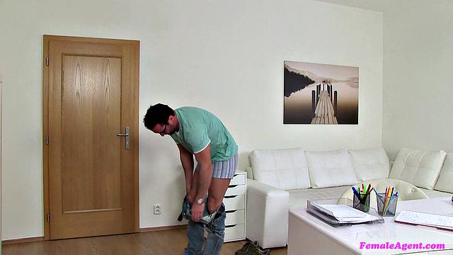 Excited stud can't believe his luck as he fucks foxy agent