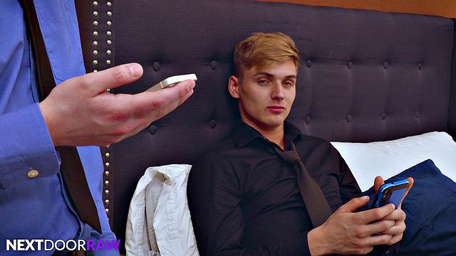 Hot Colleagues Share Hotel Bed & Each Other's Cocks - NextDoorStudios