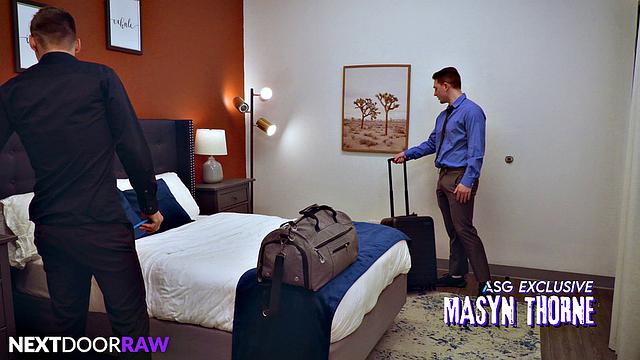 Hot Colleagues Share Hotel Bed & Each Other's Cocks - NextDoorStudios