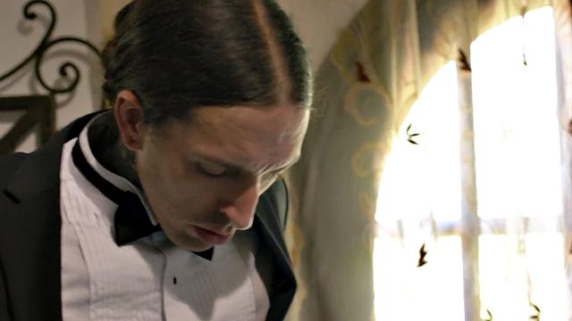 Trans bride sucking husband before trio with gf