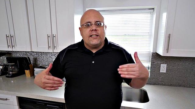 Cheating Brunette Gets Pounded in the Kitchen While Her Guy Watches