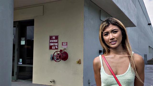 Kinky Asian chick with a tattooed body picked up and slammed in the car