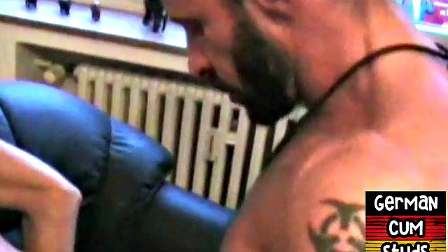 German amateur gaydaddy spanks and fucks BF's ass at home