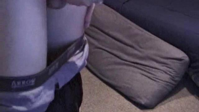 Lance is kicked back, while watching a porn video, as he works up a stiff one. Some determined cock stroking causes a cum explosion onto Lance's shirt, which he quickly licks up.