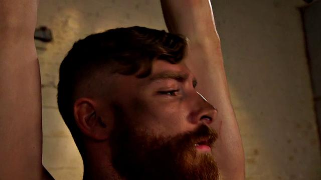 Busty mistress seducing sub with feet while jerking him