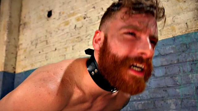 Busty mistress seducing sub with feet while jerking him