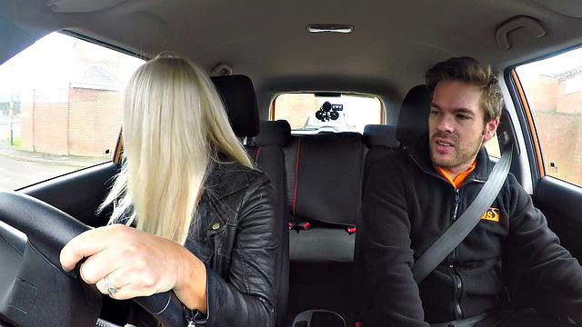 Hot blonde MILF creampied in car by a curvy babe with tattoos & backseat fun