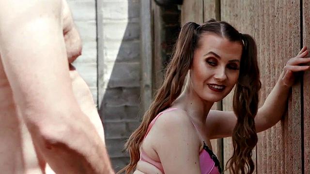 CFNM college voyeur teasing guy who wanks outdoor