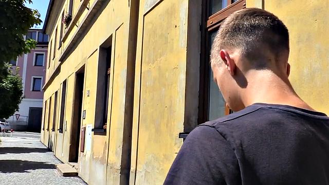 Straight twink picked up and POV fucked in public van outdoors