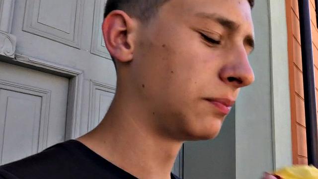 Straight twink picked up and POV fucked in public van outdoors