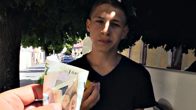 Straight twink picked up and POV fucked in public van outdoors