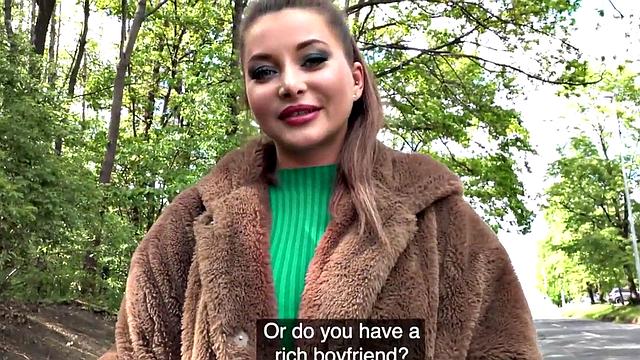 Pulled busty babe riding cock in POV after giving bj