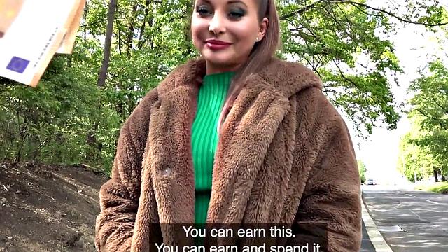 Pulled busty babe riding cock in POV after giving bj